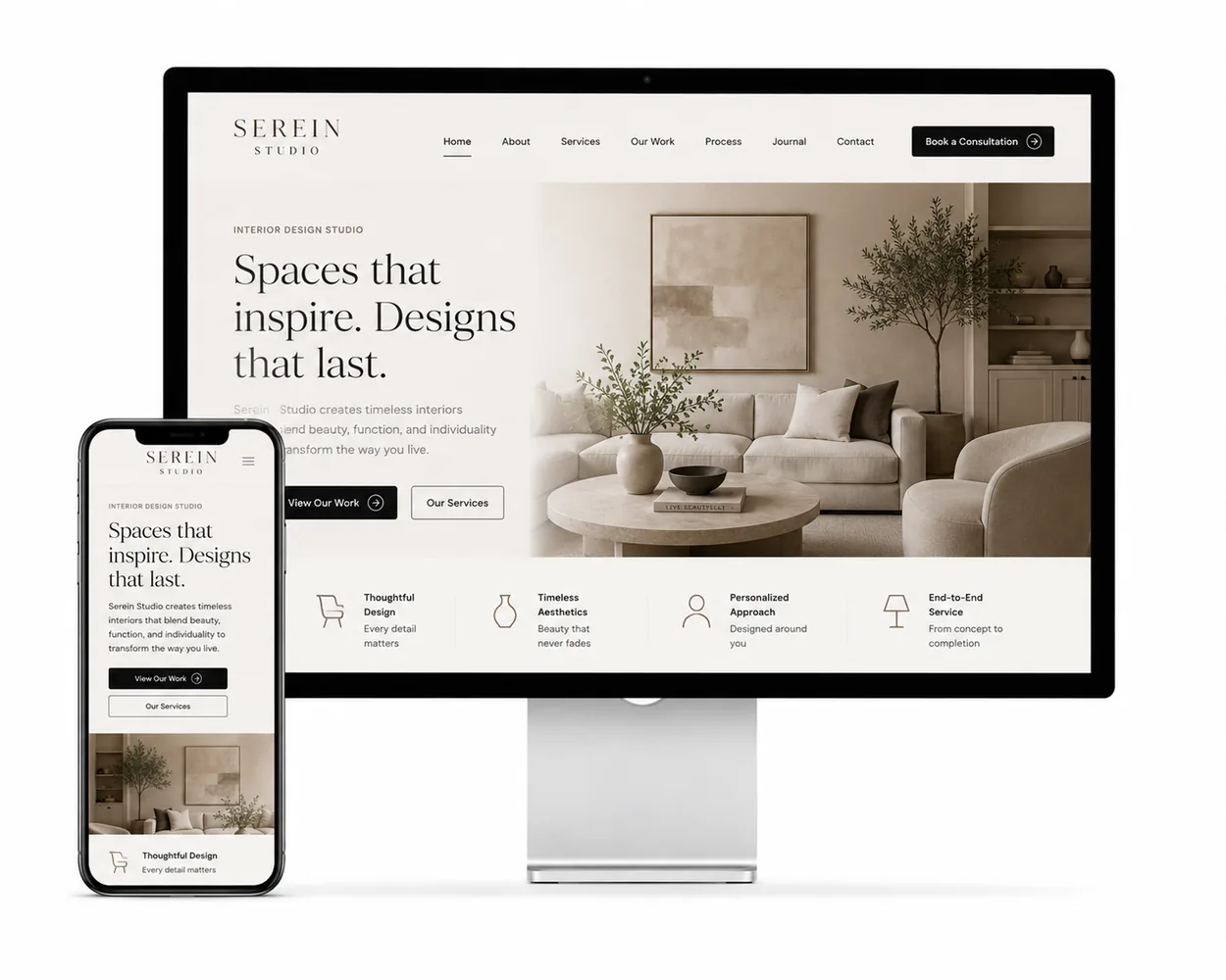 Serein Studio concept website mockup